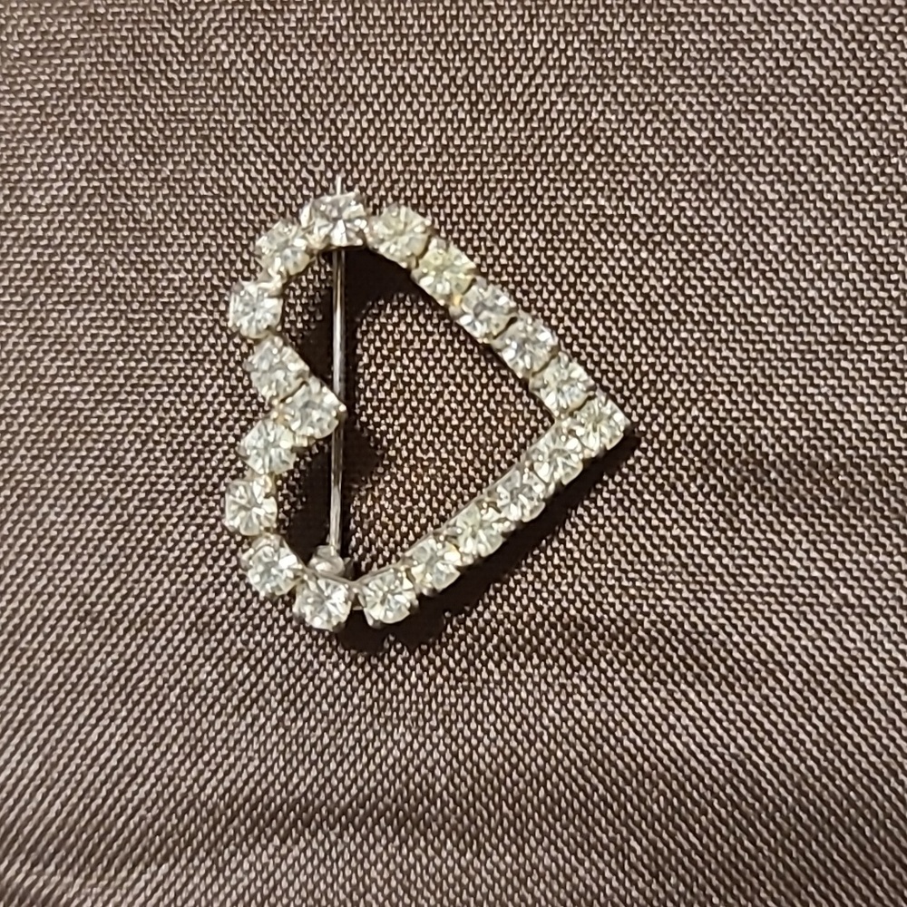 Vintage Heart Shaped Pin with Crystals